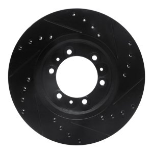 Acura SLX Brake Rotor (1) - Front Left - R1 Concepts - Drilled & Slotted - Black - `92-`02